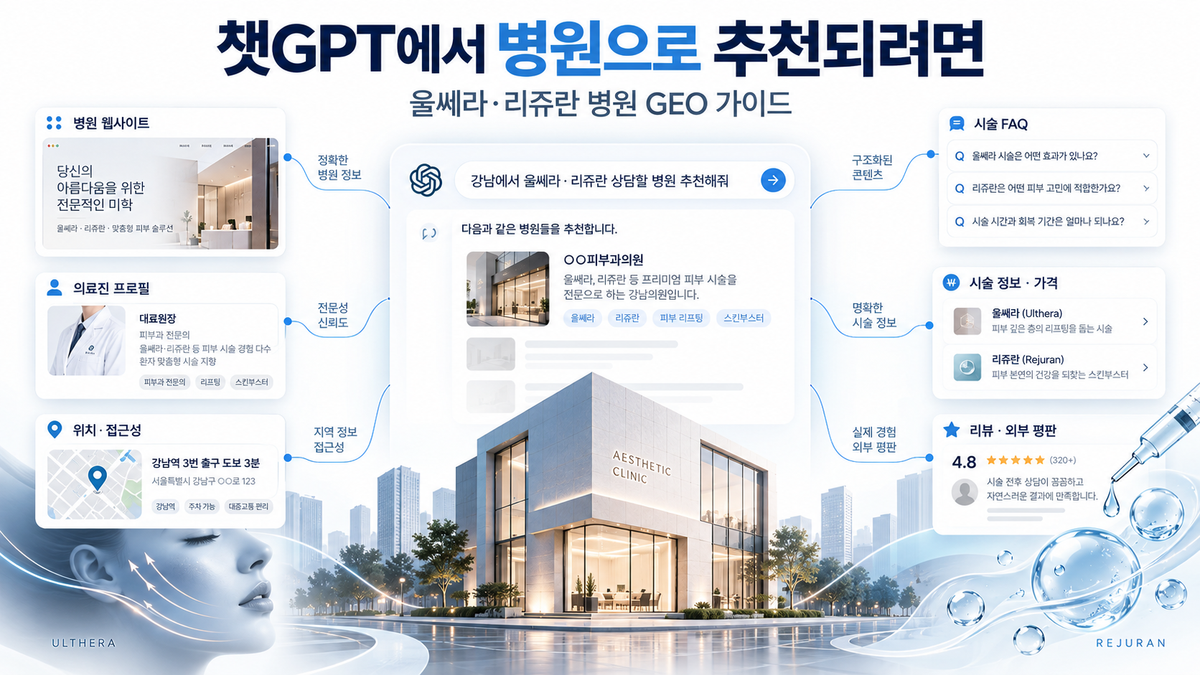 챗GPT에서 울쎄라·리쥬란 병원으로 추천되려면: 병원 GEO 실전 가이드